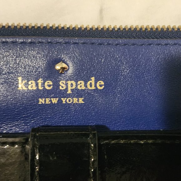 Kate Spade Janelle Cobalt Blue w/ Black Patent Leather Bow Crossbody - Picture 5 of 8